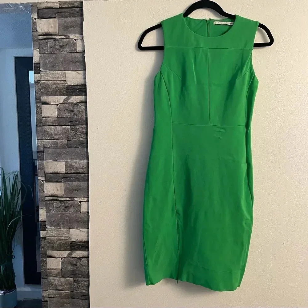 DVF lime green structure zippers dress